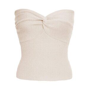 🌸3/$15🌸Strapless Knotted Front Ribbed Crop Top sz L Beige/Ivory